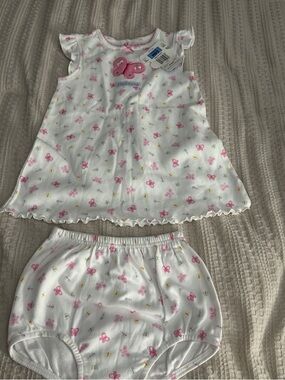 Carter's White & Pink Butterfly Dress Set